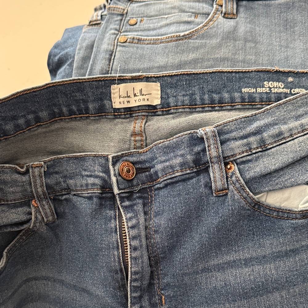 Nicole Miller Distressed Blue Boyfriend Jeans - Picture 2 of 2